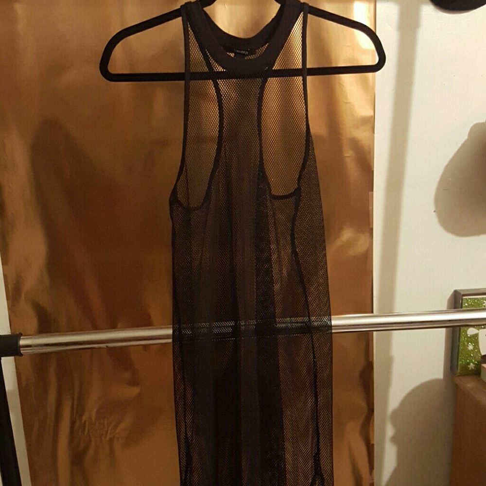 Mesh long see through dress
